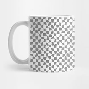 Warped Checkerboard, White and Grey Mug